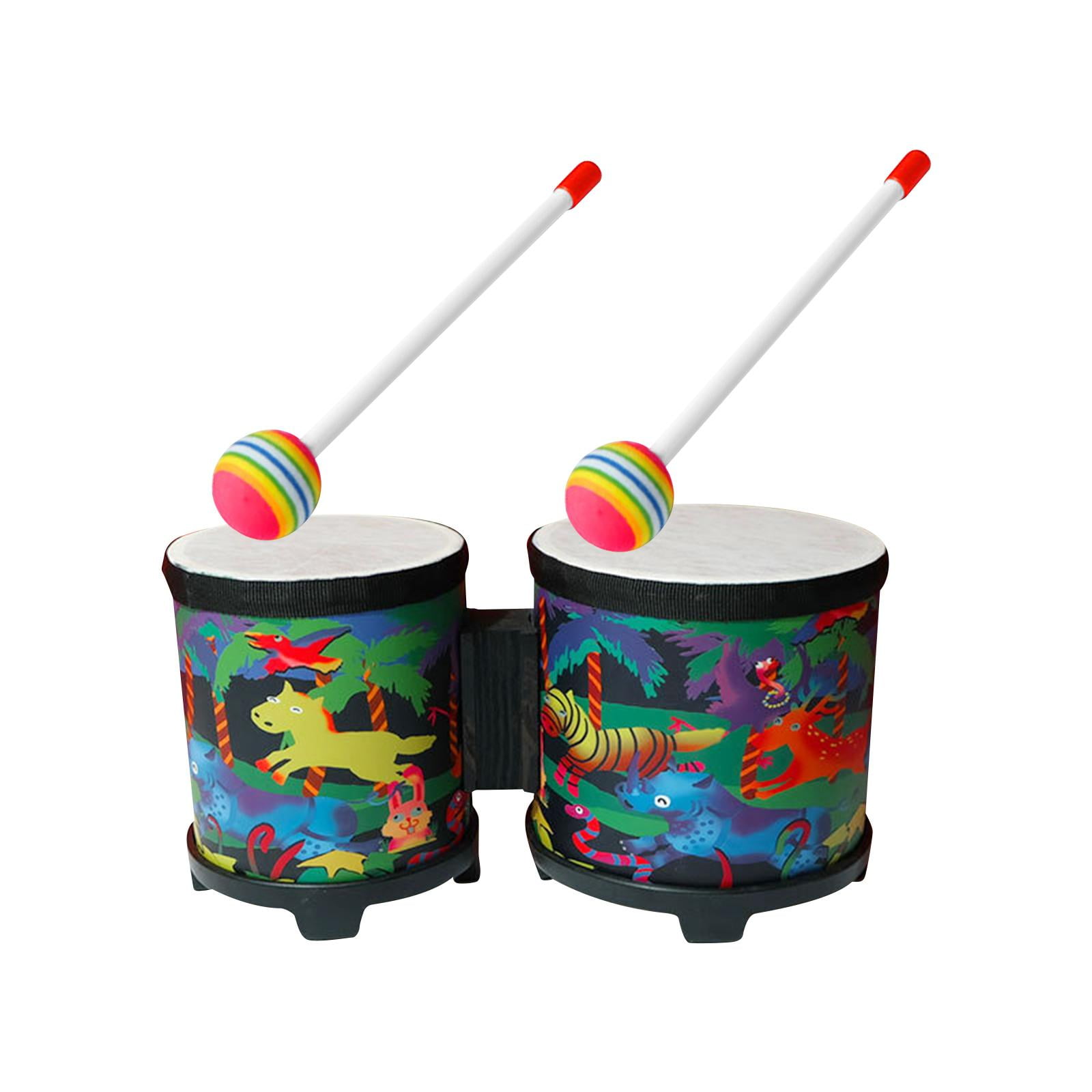 Magideal - Juego De Batería Bongos Para Práctica, Instrumento De Percusión De Madera, Tambor De Iluminación Musical, Tambor De Mano Africano Para Niñas Y Niños, Animal
