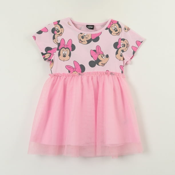 Vestido Niña Tull Minnie Faces Rosado Disney