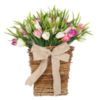 Magideal - Adorno Colgante De Cesta Floral , Corona De Cesta De Colgador De Puerta, Corona De Primavera De Cesta De Puerta Delantera Para Verano, Al Aire