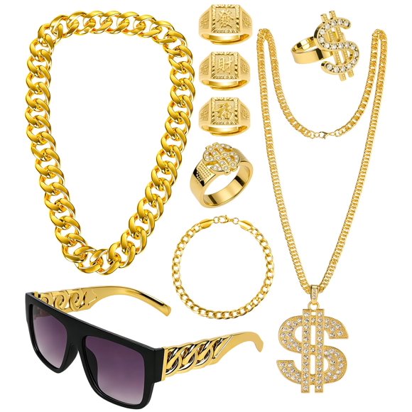 Conjunto de joyería BIAOKS estilo Hip Hop de los 80 y 90