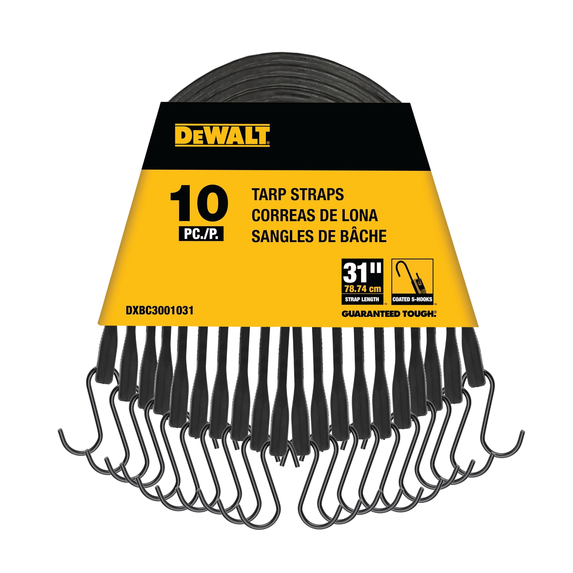 Correas De Lona De Goma Dewalt Dxbc3001031 Negras 31, Paquete De 10