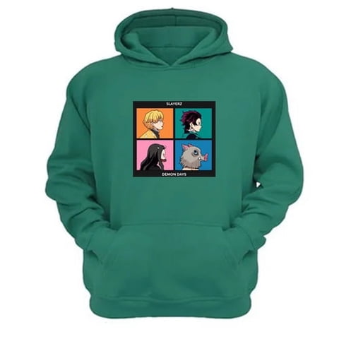 Genérico - Polerón Canguro Demon Slayer Verde Aguamarina Talla M Unisex