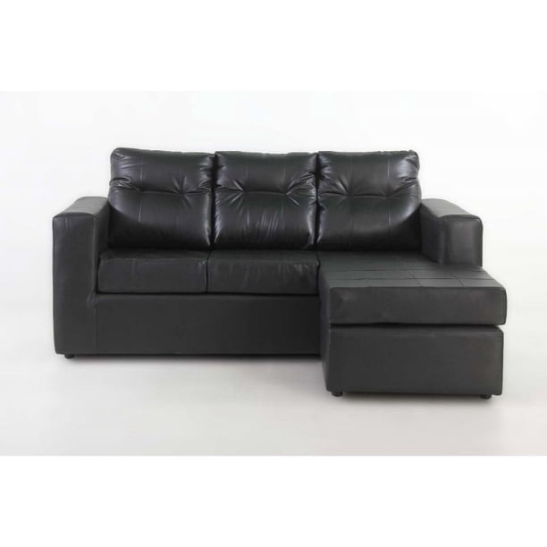 Sofá Modular Rodas 3 Cuerpos Pu Negro