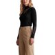 thumbnail image 4 of INSPIRE CHIC Top de Punto de Terciopelo para Mujer con Manga Larga y Cuello Simulado de Encaje Suéter de Punto Grande Negro, 4 of 6