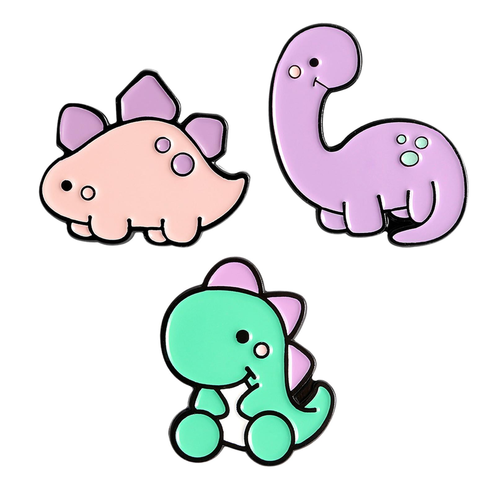 Magideal - 3 Piezas Divertidos Broches De Dinosaurio Pines Esmaltados Insignias De Dibujos Animados De Moda Broche De Animales Para Sombreros Accesorio Ropa Bols