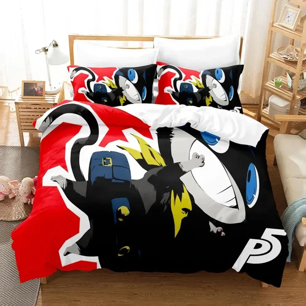 Game Persona 5 P5 Bedding Set Duvet Cover Bed Set Quilt Cover Pillowcase Comforter Boys Adult Bedding Bed Sheets