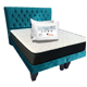 thumbnail image 1 of Cama 2 Plazas Felpa Turquesa Oscuro + Pack de Almohadas + Colchon con Respaldo y Bases divididas, 1 of 6