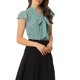 thumbnail image 4 of INSPIRE CHIC Blusa de Mujer para Regreso a Clases con Lunares, Lazo en el Cuello, Mangas con Volantes, Top para el Trabajo, Talla S, Verde Claro, 4 of 6