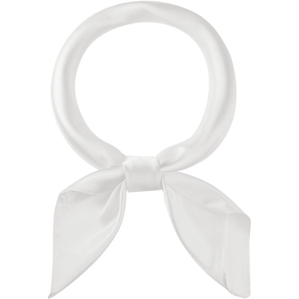 INSPIRE CHIC Pañuelo de Cuello de Satén para Mujeres Regreso a Clases Cuadrado Sedoso Sólido Pañuelo para la Cabeza Bandanas Blanco 90x90cm/35.4x35.4 pulgadas(LxW)