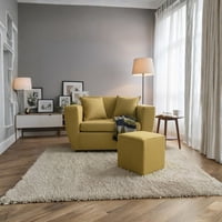 Deco Outlet - Sofa Kansas 2C+ 1 Pouf Tela Mostaza