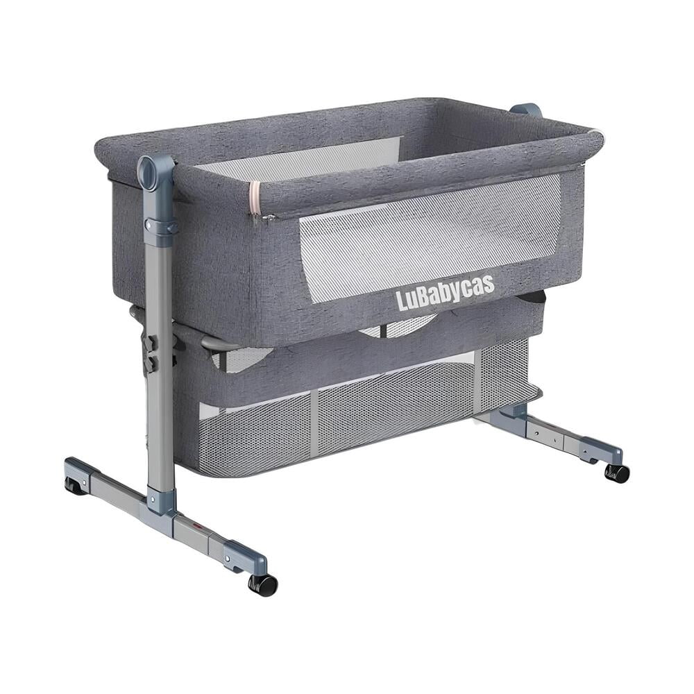 Lubabycas - Cuna Colecho Bebé Con Colchón Y Mosquitero Gris