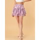 thumbnail image 5 of INSPIRE CHIC Falda Mini de Chifón con Volantes en Capas Estampado Floral Cintura Elástica Mujer Rosa Púrpura S, 5 of 7