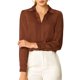 thumbnail image 1 of INSPIRE CHIC Camisas Elegantes para Mujer Cuello de Punta Manga Larga Blusa de Satén Suave Conjunto de Regreso a Clases para Maestras Marrón M, 1 of 7