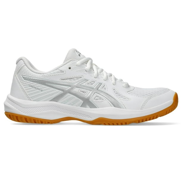 Zapatillas de voleibol Asics Upcourt 6 para mujer, talla 38, blanco/plateado