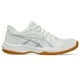 thumbnail image 1 of Zapatillas de voleibol Asics Upcourt 6 para mujer, talla 38, blanco/plateado, 1 of 3