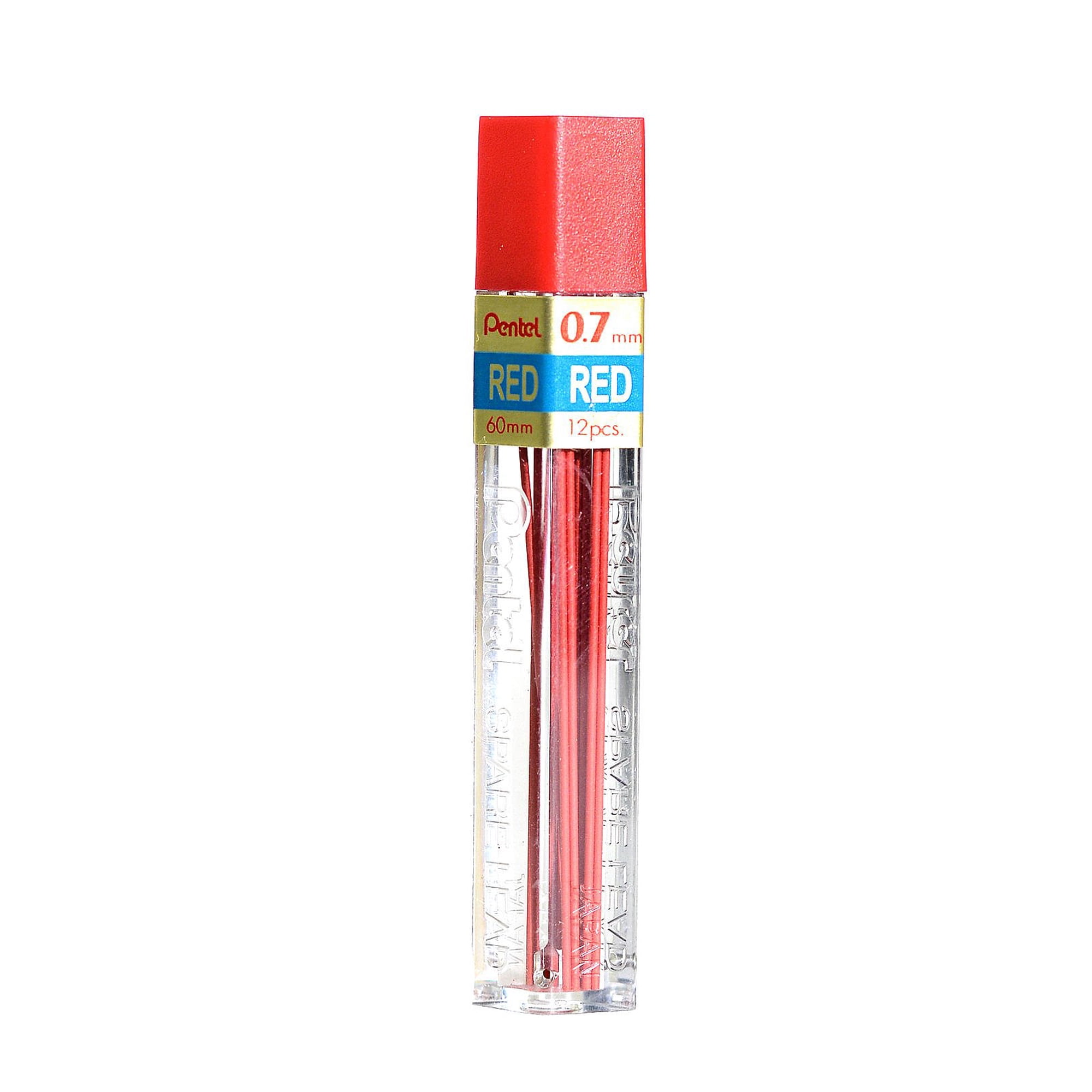 Tubos De Plomo Pentel Super Hi-polymer De 0,7 Mm Rojos (2 Tubos)