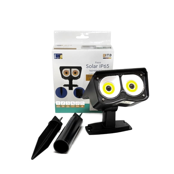 Foco Estaca Solar Led Jardin Itd 3w 200lm Ip65 8h 4000k Negro