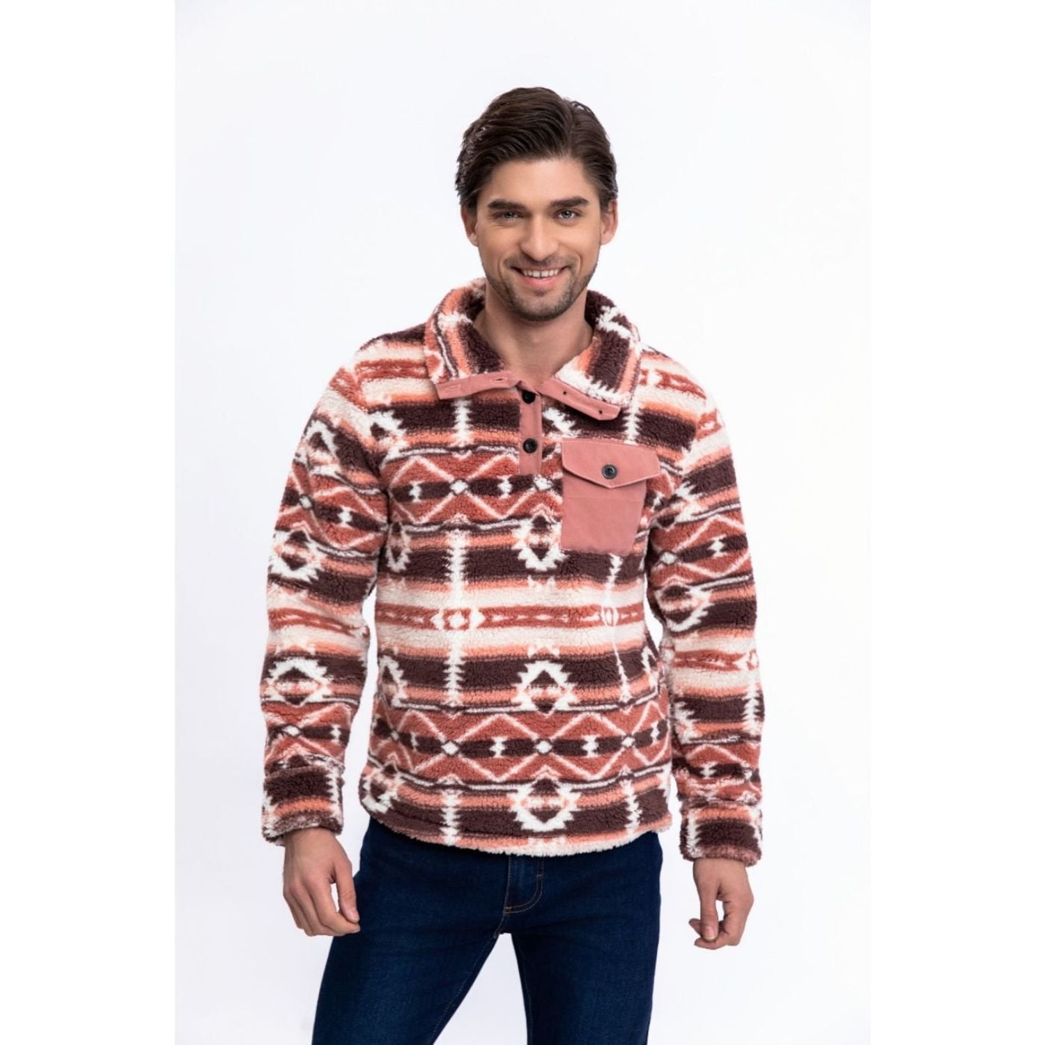 Likeshop - Polerón Peludo Étnico Otoño Invierno Chaqueta Hombre 6076