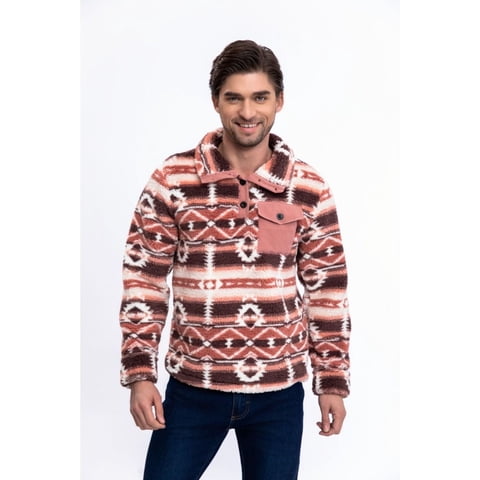 Likeshop - Polerón Peludo Étnico Otoño Invierno Chaqueta Hombre 6076