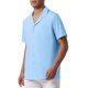 thumbnail image 4 of INSPIRE CHIC Camisas de Lino para Hombre Cuello Campamento Manga Corta Botón Abajo Camisas de Playa de Verano 2XL Azul, 4 of 6