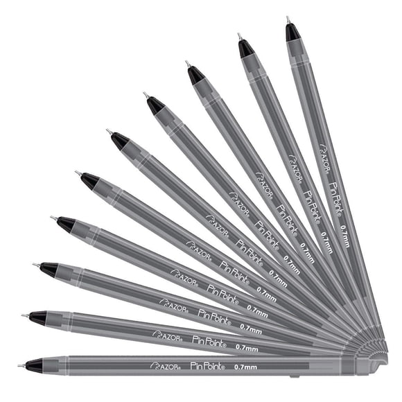 Bolígrafos AZOR Pin Point negros de punta fina de 0,7 mm x 12