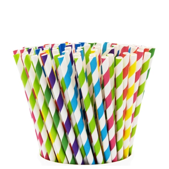 Popotes de Papel GUSTO Paquete de 200 Biodegradables Colores Surtidos
