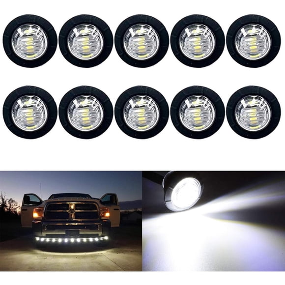KEING Pack de 10 luces LED marinas redondas mini impermeables blancas, 3/4 pulgadas