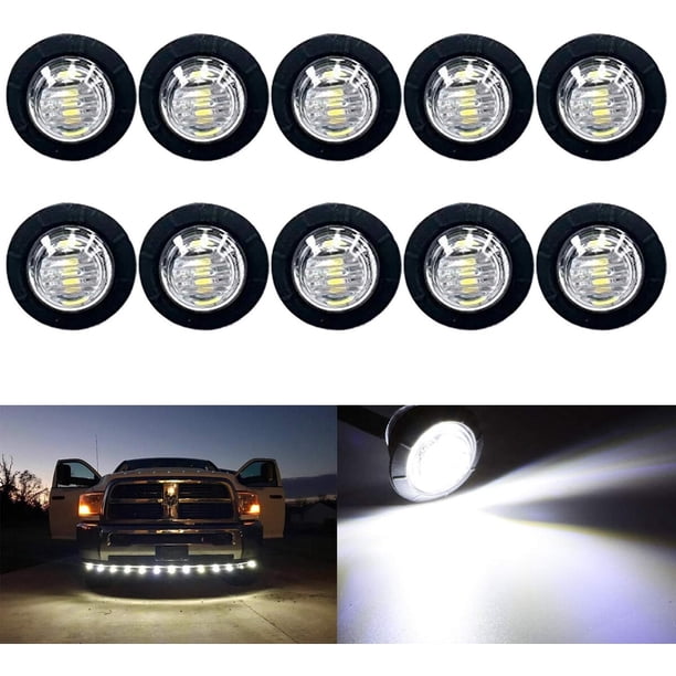 KEING Pack de 10 luces LED marinas redondas mini impermeables blancas, 3/4 pulgadas