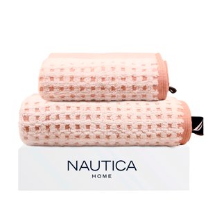 Pack 2 Toallas Algodón Rostro Y Manos Mara Nautica Home Blanca-Rosa