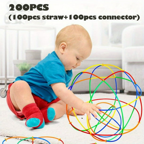 Straw Constructor Toys STEM Building Toys Interlocking Plastic Toys Engineering Toys Thin Tube Blocks Toy Educational Toy Kit For Indoor&Outdoor Kids Toy DIY Gift For Boys And Girls
