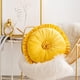 thumbnail image 2 of XmhyTop Almohada decorativa redonda plisada, terciopelo suave y felpa neutra, 1 pieza, 14 pulgadas de diámetro, cojín de asiento, Estilo A, Amarillo, 2 of 5