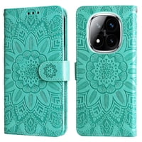 Funda Tipo Cartera Foxdock Para Xiaomi Poco X7 5G , Diseño Girasol En Relieve, Cuero Pu, Cierre Magnético, Soporte Y Tarjetero