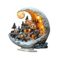 Magideal - Adorno Acrílico De Luna, Adorno De Escritorio, Decoración Navideña, Obra De Arte Con Base, Colecciones De Decoración De Mesa Para Estudio Y Dormitorio