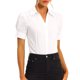 thumbnail image 4 of INSPIRE CHIC Camisa de Trabajo de Una Pieza para Mujer con Botones, Manga Corta, Blusa Blanca Talla M, 4 of 6