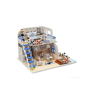 China - Casa Miniatura Diy “Blue Coast” – Cabaña Costera De Madera Con Luces Led M032