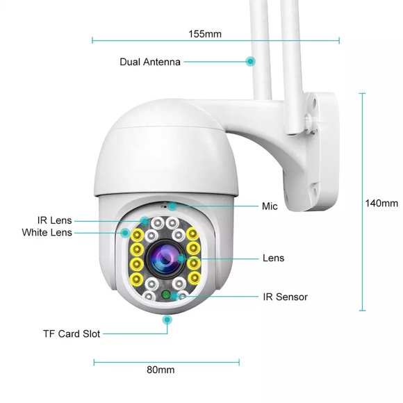 Cámara Inteligente WIFI Outdoor motorizada Full HD Panorámica para seguridad