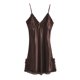 thumbnail image 1 of INSPIRE CHIC Mujer Camisón de Satén con Escote en V con Encaje Floral y Lazo, Tirantes Ajustables, Vestido de Dormir Café-Encaje L, 1 of 7