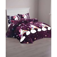 Genérico - Cobertor De Invierno Unicornio Con Arcoiris Plush Con Chiporro Plaza Y Media S41