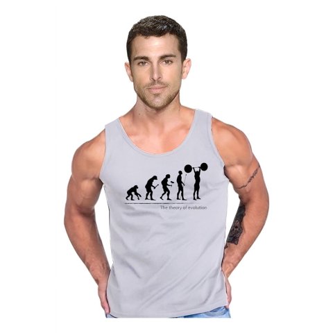 Persodesign - Polera Evolution Gym Musculosa Tank Gym Pesas Crossfit Talla S Gris Hombre