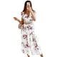 thumbnail image 1 of Vestidos de verano para mujer, informales, bohemios, con escote en V, volantes y estampado floral, largos, de manga corta, para playa, 1 of 5
