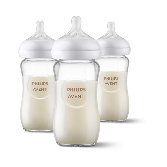 Philips Avent SCY913/03 Mamaderas de Vidrio Natural Response 240 ml, Flujo 3, Pack 3