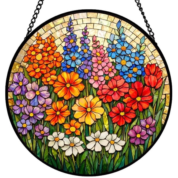 Colgante ventana vitral 20cm vibrante plantas maceta colorido atrapasol panel hogar jardín patio regalo mujer
