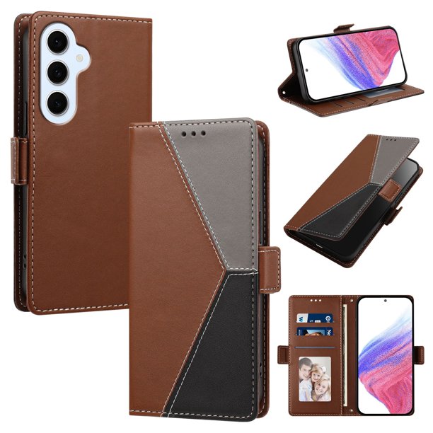 Funda Cartera Tricolor para Samsung Galaxy S26 FE con Soporte, Marrón