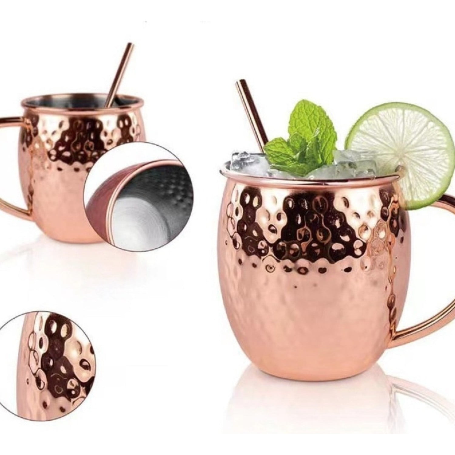 Genérico - Set 2 Mugs Cobre Acero Inoxidable 600ml Tragos Bar