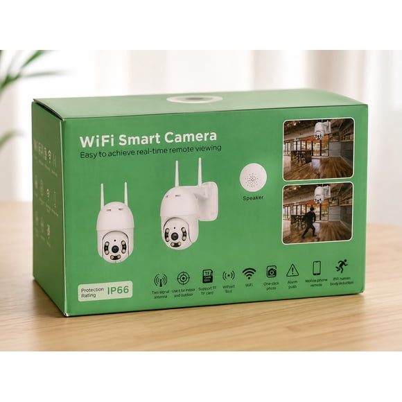 Camara de seguridad WIFI inteligente IP66 Exterior PTZ con vision Nocturna y Audio Bidireccional