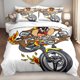 thumbnail image 1 of 3pcs Bedding set bedding cushion cover 3pcs Tasmanian Devil on Flaming Motorcycle Print, 1 of 1