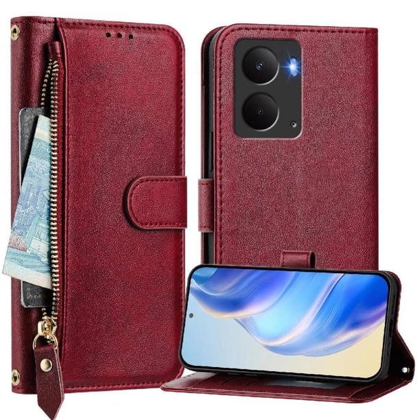 FOXDOCK Funda Tipo Cartera para Umidigi Note 100 Cuero PU con Cremallera y Correa de Muñeca, Ranuras para Tarjetas, Soporte Plegable, Cierre Magnético