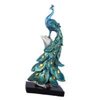 Magideal - Estatua Decorativa De Pavo , Escultura, Figurita, El Más , Decoración Para Hogar, Artesanías De Resina Para Boda, Estantería, Decoración De , Azul L L Azul