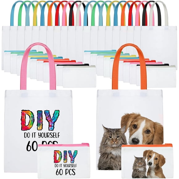 Bolsas Sublimación Sweetude 60 Unidades Canvas DIY Colores