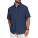 thumbnail image 4 of INSPIRE CHIC Camisa de Hombre de Manga Corta con Botones y Textura Sólida Casual Tejida L Azul Oscuro, 4 of 5
